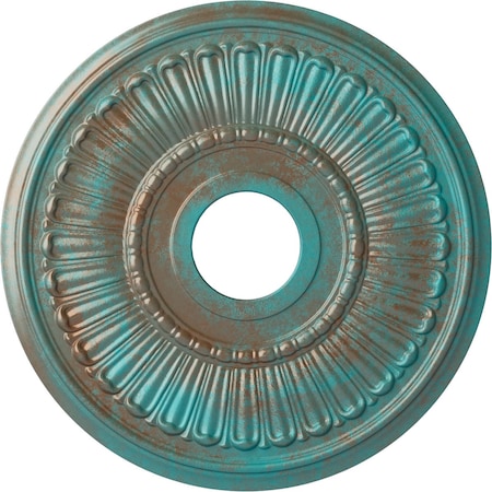 Ekena Millwork Melonie Ceiling Medallion (Canopies up to 6 3/8"), 16"OD x 3 5/8"ID x 3/4"P, Copper Green Patina CM16MLCGS